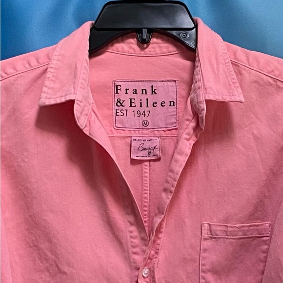 Frank & Eileen BARRY Tailored Button-Up Shirt Famous Denim Size: M Pink - Picture 5 of 16